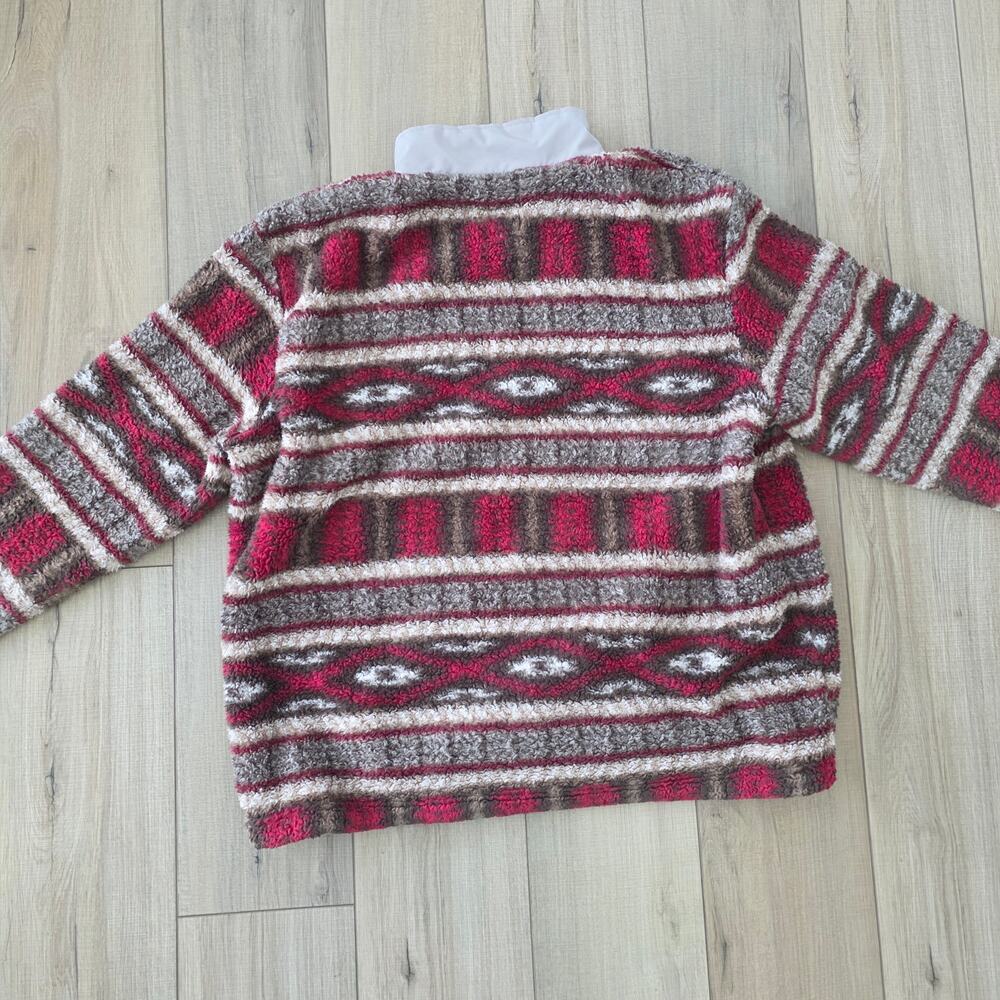 Hooey Aztec Burgundy/Tan 1/4 Zip Pullover Fleece Sweater Men Sz XL HJ077BUTN - Picture 2 of 10